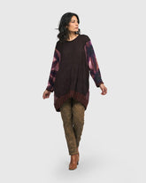 elegante tuniek met contrasterende mouwen en zoom at608 - Alembika
