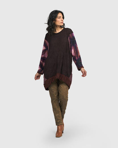 elegante tuniek met contrasterende mouwen en zoom at608 - Alembika