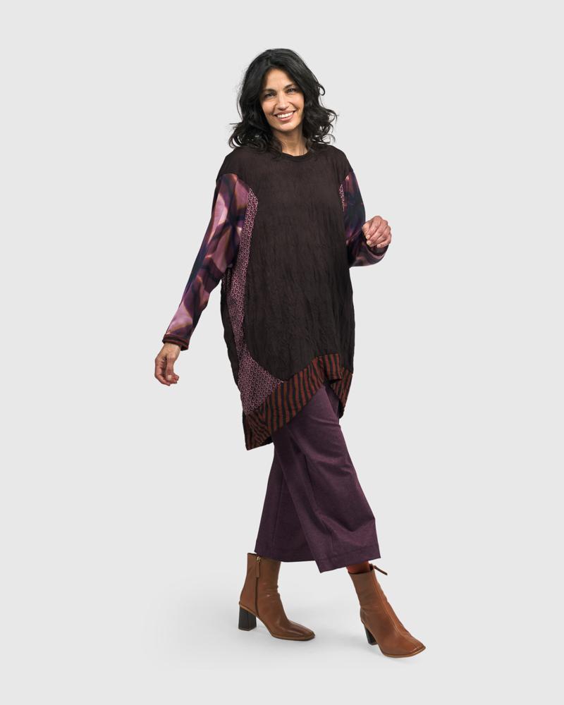 elegante tuniek met contrasterende mouwen en zoom at608 - Alembika