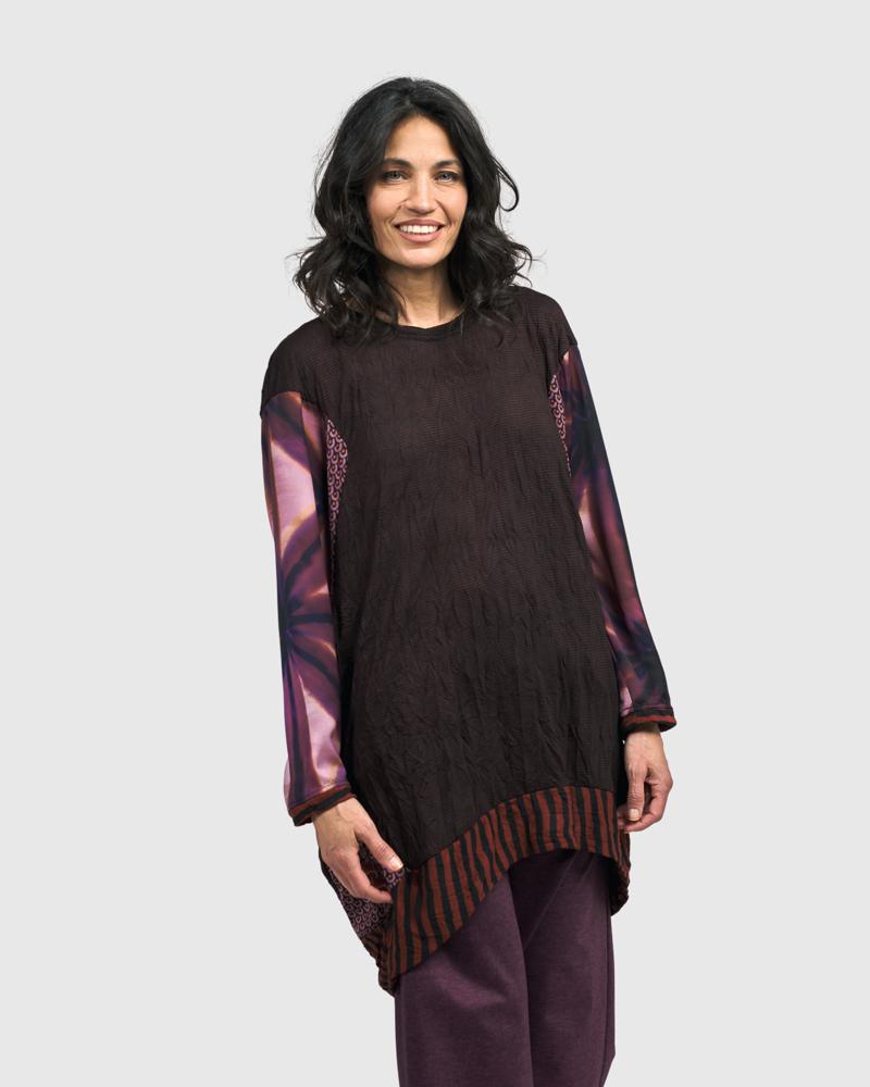 elegante tuniek met contrasterende mouwen en zoom at608 - Alembika