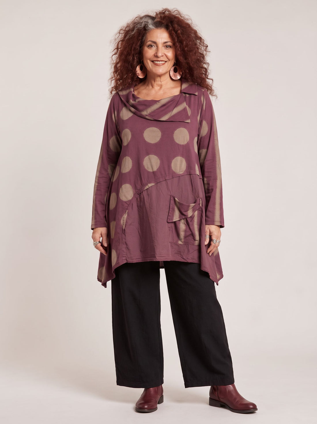 Shirt 8338AW Moonshine Wijnrood/beige